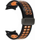 Voor Samsung Galaxy Watch5 Pro dubbele rij gat vouwgesp siliconen horlogeband (zwart oranje)