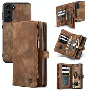 For Samsung Galaxy S21 FE CaseMe 008 Detachable Multifunctional Horizontal Flip Leather Case  with Card Slot & Holder & Zipper Wallet & Photo Frame(Brown)