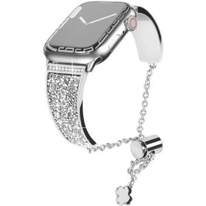 Voor Apple Watch Series 8&7 45mm / SE 2&6&SE&5&4 44mm / 3&2&1 42mm Zinklegering Diamond Chain Clausule Watch Band (Zilver)