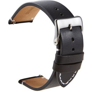 First Layer Retro Cowhide Frosted Bottom Leather Quick Release Ultra-Thin Universal Watch Strap  Size? 24mm(Black)