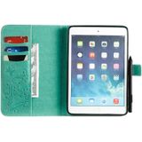 For iPad Mini 2019 & 4 & 3 & 2 & 1 Pressed Printing Butterfly Pattern Horizontal Flip PU Leather Case with Holder & Card Slots & Wallet & Pen Slot(Green)