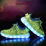 Laag uitgesneden LED kleurrijke fluorescerende USB opladen Lace-Up lichtgevende schoenen voor kinderen  grootte: 37 (fluorescerend groen)
