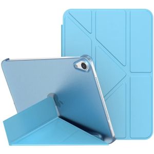 Dubbelzijdige Matte Doorschijnend PC Deformatie Tablet Leren Case met Houder & Slaap / Wake-up Functie voor iPad Mini 6 (Sky Blue)