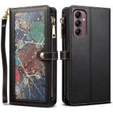 Voor Samsung Galaxy S23 FE 5G ESEBLE Star Series Lanyard Rits Portemonnee RFID Leather Case(Black)