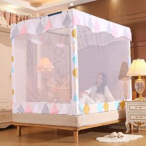 Square Ceiling Zipper Mosquito Net Encryption Zipper Three Door Defence Mosquito for 1.5m Bed with Anti-slip Rope(White)
