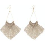 2 Pairs Rope Braided Knot Hand-Woven Earrings Bohemian Tassel Earrings  Colour: Camel