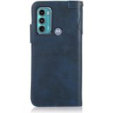 For Motorola Moto G60 / G40 Fusion KHAZNEH Dual-Splicing Cowhide Texture Horizontal Flip Leather Case with Holder & Card Slots & Wallet & Photo Frame & Lanyard(Blue)