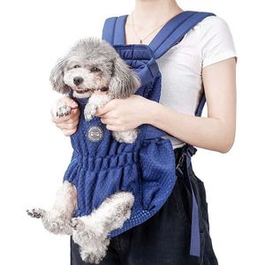 Doglemi Pet Outing Backpack Dog Shoulder Chest Bag Breathable Mesh Dog Cat Bag  Size:L(Blue)