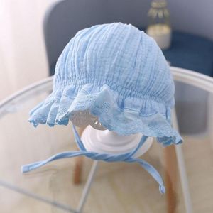 MZ4790 Cotton Baby Princess Hat Lacing Cloth Hat  Size: 44-48cm(Light Blue)