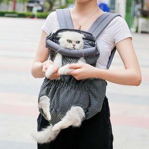 Doglemi Pet Outing Backpack Dog Shoulder Chest Bag Breathable Mesh Dog Cat Bag  Size:L(Gray)