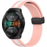Voor Huawei Watch GT 2E 22 mm opvouwbare magnetische sluiting siliconen horlogeband (roze + wit)