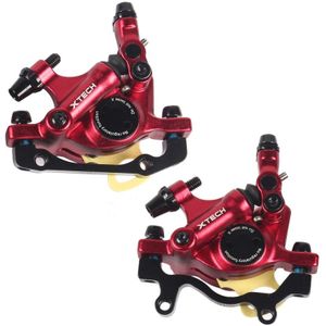 ZOOM HB100 Mountain Bike Hydraulic Brake Caliper Folding Bike Cable Pull Hydraulic Disc Brake Caliper  Style:Front and Rear(Red)