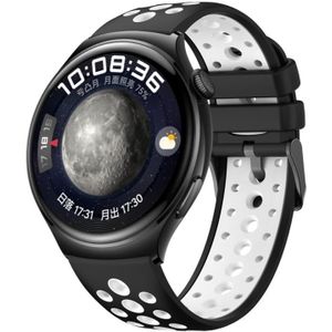Voor Huawei Watch 4 siliconen horlogeband met twee kleuren rond gat (zwart wit)