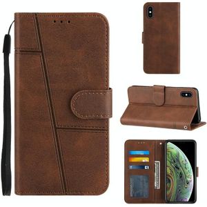 Stitching Calf Texture Buckle Horizontal Flip Leather Case with Holder & Card Slots & Wallet & Lanyard For iPhone XS Max(Brown)