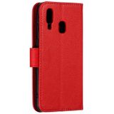 Feather patroon Litchi textuur horizontale Flip lederen draagtas met portemonnee & houder & kaartsleuven voor Galaxy A40 (rood)