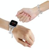 Dubbele rij kralen telescopische ketting horlogeband voor Apple Watch Series 8&7 41mm / SE 2&6&SE&5&4 40mm / 3&2&1 38mm(Agate White)