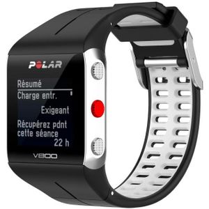 For Polar V800 GPS Smart Watch Two-color Steel Buckle Watch Band(Black+White)