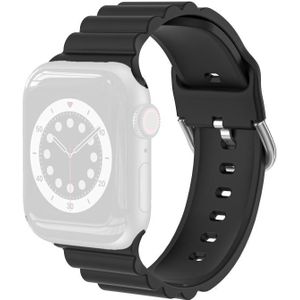 Business B Style Silicone Watch Strap For Apple Watch Series 6 & SE & 5 & 4 44mm / 3 & 2 & 1 42mm(Black)
