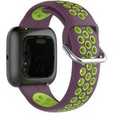 For Fitbit Versa 2 / Versa / Versa Lite 23mm Clasp Two Color Sport Wrist Strap Watchband(Purple + Green)