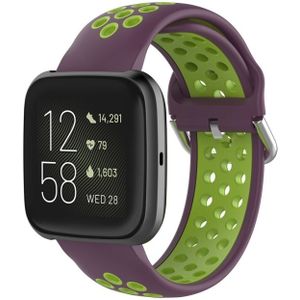 For Fitbit Versa 2 / Versa / Versa Lite 23mm Clasp Two Color Sport Wrist Strap Watchband(Purple + Green)