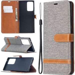 For Samsung Galaxy Note20 Ultra Color Matching Denim Texture Horizontal Flip Leather Case with Holder & Card Slots & Wallet & Lanyard(Grey)