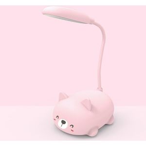 Cartoon Cat Design LED Eye Protection Reading Lamp USB Rechargeable Desk Lamp(Pink)