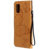 Voor Samsung Galaxy A71 5G 3D Butterflies Embossing Pattern Horizontale Flip Lederen Case met Holder & Card Slot & Wallet(Geel)