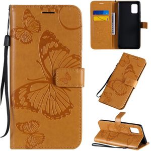 For Samsung Galaxy A71 5G 3D Butterflies Embossing Pattern Horizontal Flip Leather Case with Holder & Card Slot & Wallet(Yellow)