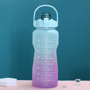 2L Large-Capacity Sports Water Cup Outdoor Drop-Proof Portable Straw Water Bottle(Blue Purple Gradient)