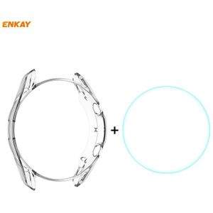 For Samsung Galaxy Watch 3 45mm 2 in 1 ENKAY Hat-Prince Transparent Soft TPU Case + 0.2mm 9H 2.15D Curved Edge Tempered Glass Film