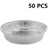 50 stks / set verdiend cirkelvormige bakplaat gegrild vlees papier  specificatie: 8 inch (zilver wit)