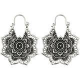 Vintage Ethnic Style Metal Openwork Flower Flower Earrings Bohemian Carved Earrings(silver)