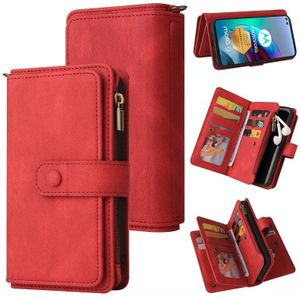 For Motorola Moto G100 Skin Feel PU + TPU Horizontal Flip Leather Case With Holder & 15 Cards Slot & Wallet & Zipper Pocket & Lanyard(Red)