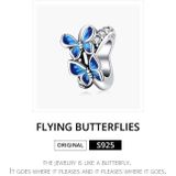 S925 Sterling Silver Flying Butterflies Beads DIY Bracelet Necklace Accessories