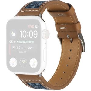 Canvas lederen horlogeband voor Apple Watch Series 7 41mm / 6 & SE & 5 & 4 40mm / 3 & 2 & 1 38mm