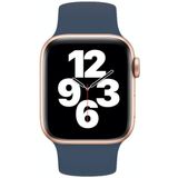 Voor Apple Watch Series 7 45mm / 6 & SE & 5 & 4 44mm / 3 & 2 & 1 42mm Solid Color Elastic Silicone Replacement Wrist Strap Watchband  Maat: S 130mm (Diep Blauw)