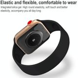 Voor Apple Watch Series 7 45mm / 6 & SE & 5 & 4 44mm / 3 & 2 & 1 42mm Solid Color Elastic Silicone Replacement Wrist Strap Watchband  Maat: S 130mm (Diep Blauw)