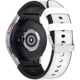 Voor Samsung Galaxy Watch5 44 mm / 40 mm siliconen lederen horlogeband met zilveren gesp  maat: L