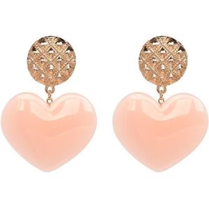 Peach Heart Earrings Retro Series Acrylic Stud Earrings for Women(Skin Pink)