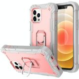 PC + Rubber 3-layers Shockproof Protective Case with Rotating Holder For iPhone 12 Pro Max(Grey White + Rose Gold)