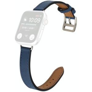 Single Circle 14mm Screw Style Leather Replacement Strap Watchband For Apple Watch Series 7 & 6 & SE & 5 & 4 44mm  / 3 & 2 & 1 42mm(Blue)