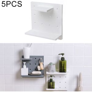 5 PCS Plastic Board Living Room Bathroom Kitchen Wall Decoration Storage Shelf(White)