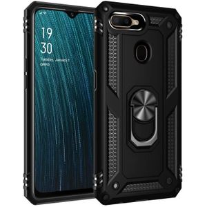 For OPPO A5s Shockproof TPU + PC Protective Case with 360 Degree Rotating Holder(Black)