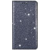 For iPhone X / XS Ultrathin Glitter Magnetic Horizontal Flip Leather Case with Holder & Card Slots(Gray)