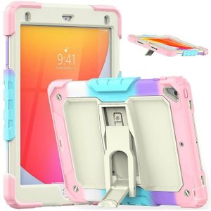 Schokbestendige kleurrijke siliconen + beige pc tablet beschermhoes met houder & schouderriem voor iPad 9.7 2018/2017 (Camouflage Pink)