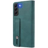For Samsung Galaxy S21+ 5G Wristband Magnetic Leather Phone Case(Light Blue)