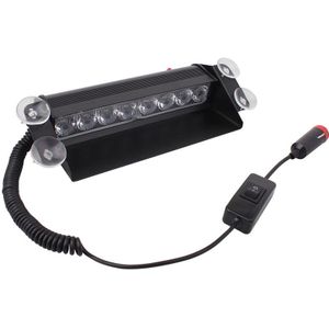 8W 800LM 8-LED Red + Blue Light 3-Modes Adjustable Angle Car Strobe Flash Dash Emergency Light Warning Lamp with Suckers  DC 12V