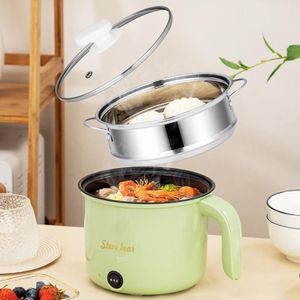 18cm snelle / langzame versnelling + non-stick pot + roestvrijstalen stoomrooster multifunctionele mini elektrische kookplaat (UK-stekker groen)