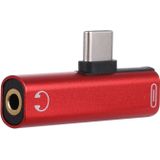 2 in 1 USB-C / Type-C Male to USB-C / Type-C Female 3.5mm Jack Charging Listening Adapter (Red)
