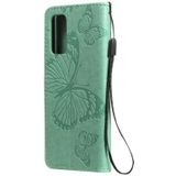 For Samsung Galaxy A32 4G Pressed Printing Butterfly Pattern Horizontal Flip PU Leather Case with Holder & Card Slots & Wallet & Lanyard(Green)